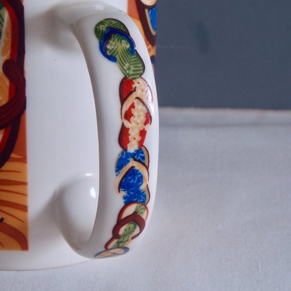 Hawaii Slippers Flop Flops Surf’s Up Surfboard Coffee Mug Set Beach Tea Souvenir - Picture 9 of 14